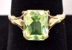 Vintage Synthetic Green Spinel Ring In 14K Yellow Gold