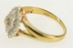 10K Yellow Gold Squared Vintage Diamond Cluster Statement Ring