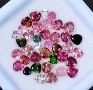 AMAZING MULTI-COLOR NATURAL TOURMALINE LOOSE GEMSTONE LOT- HEART SHAPED!