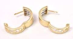 Delightful Heart And Diamond Hoop Earrings In 14K Yellow Gold