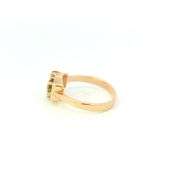 10K Yellow Gold Peridot Diamond Accent Vintage Statement Ring