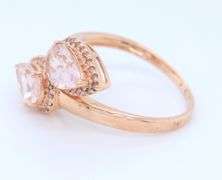 Lovely Rose Gold Pink Quartz and Diamond Ring