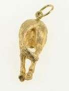 14K Yellow Gold Horse Rear End Novelty Funny Textured Charm/Pendant