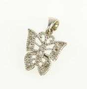 10K White Gold Diamond Butterfly Change Symbol Vintage Pendant