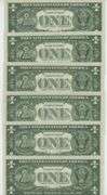 3 Gem CU 1957 & 3 1957-B (in sequence) $1 Silver Certificate STARS