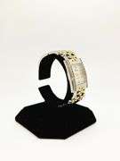 Beautiful Two-Tone Cuff Watch Bracelet with Gemstones