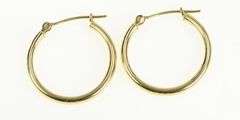 14K Yellow Gold 21mm Classic Simple Hollow Hoop Earrings