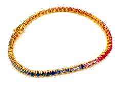 GORGEOUS 18KT SOLID YELLOW GOLD AND 6.0 CARAT RAINBOW SAPPHIRE BRACELET!