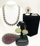 1 NECKLACE, 1 RING, 2 PENDANTS, 1 EARRING