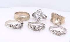 Group Lot of Vintage 925 Sterling Silver Cubic Zirconia Rings
