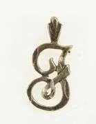 14K Yellow Gold F Cursive Initial Monogram Charm/Pendant
