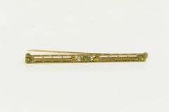14K Yellow Gold Art Deco Peridot Ornate Pinstriped Bar Pin/Brooch