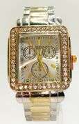 Fancy Square Face Geneva Cuff Watch with Gemstones!