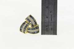 14K Yellow Gold Princess Sapphire Diamond Triangular Knot Ring