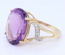 Favorite Yellow Gold oval Amethyst and Diamond Cocktail Ring