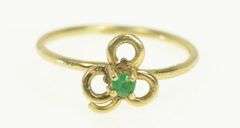 14K Yellow Gold Emerald Shamrock Lucky Clover Irish Ring