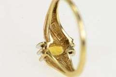 10K Yellow Gold Oval Citrine Diamond Accent Vintage Ring