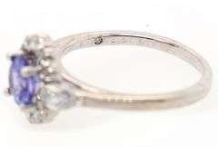 0.88ct Round Tanzanite and 0.72ctw Diamond Frame Ring in 14K