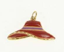 14K Yellow Gold Red Enamel Purple Hat Vintage Charm/Pendant
