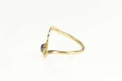 14K Yellow Gold Amethyst Cabochon Ornate Curvy Bypass Ring