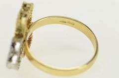 14K Yellow Gold Tri Tone Textured Flower Cluster Bypass Ring