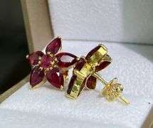 5.0 CARAT NATURAL RUBY EARRINGS IN 14KT SOLID YELLOW GOLD