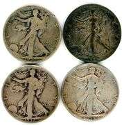 4 Different Walking Liberty Half Dollars