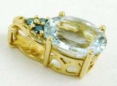14K Aquamarine & Blue Diamonds Pendant
