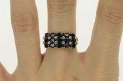 14K Yellow Gold Natural Sapphire Diamond Squared Statement Ring