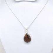 Natural 24.6 Red Obsidian .925 Silver PlatedPendant