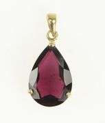 14K Yellow Gold Pear Tourmaline Solitaire Vintage Statement Pendant