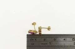 10K Yellow Gold Syn. Ruby Diamond Accent Stud Vintage Earrings