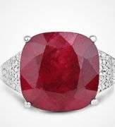 Impressive Rhodium Plated 14 Ct Natural Ruby Ring