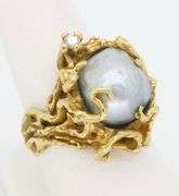 Baroque Pearl & Diamond Cocktail Ring