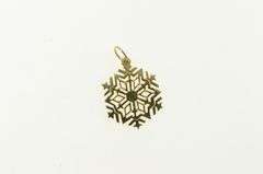 14K Yellow Gold Snow Flake Winter Motif Holiday Season Charm/Pendant