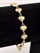 Artistic Heart Link Bracelet In 14K Yellow Gold