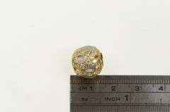 14K Yellow Gold Ornate Wavy Two Tone CZ Encrusted Bead Charm/Pendant