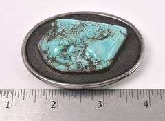 Turquoise Belt Buckle In Sterling Silver