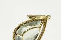 10K Yellow Gold Faceted Pear Prasiolite Diamond Halo Pendant