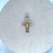 14K TWO - TONE FILIGREE CROSS WITH CHAIN