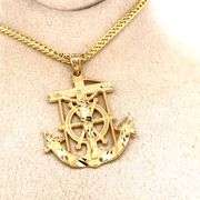 14K YELLOW GOLD ANCHOR SHAPE RELIGION CHARM WITH CHAIN