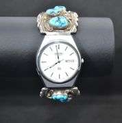 Authentic Les Baker Navajo AZ Turquoise SS Watch