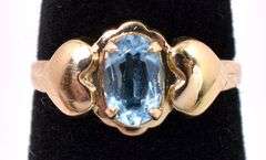Beautiful Blue Topaz Baby Ring In Yellow Gold