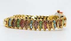 Ladies Geneva & Gemstone Watch, 18kt Yellow Gold Plated