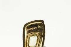 14K Yellow Gold Prasiolite Diamond Textured Abstract Geometric Pendant