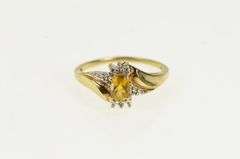 10K Yellow Gold Oval Citrine Diamond Accent Vintage Ring
