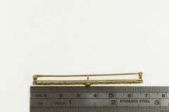 14K Yellow Gold Art Deco Blue Topaz Filigree Ornate Bar Pin/Brooch