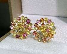 GORGEOUS 14KT SOLID YELLOW GOLD EARRINGS WITH NATURAL SAPPHIRES!