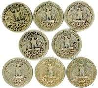 8 Different Silver Washington Quarters