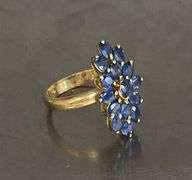 14KT SOLID YELLOW GOLD & 5.0 CARAT NATURAL BLUE SAPPHIRE COCKTAIL RING